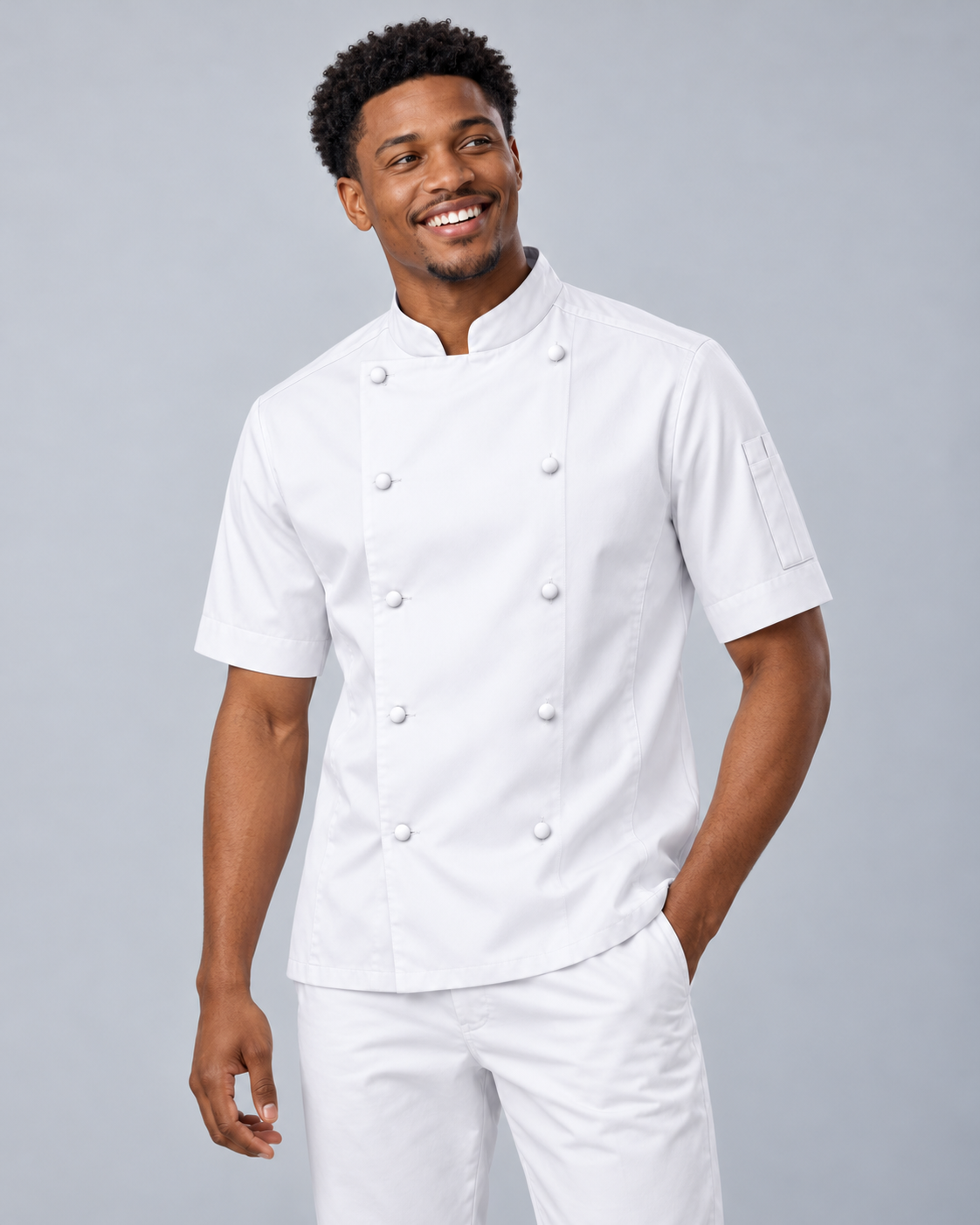 Double-Breasted White Chef Jacket | Shortsleeve